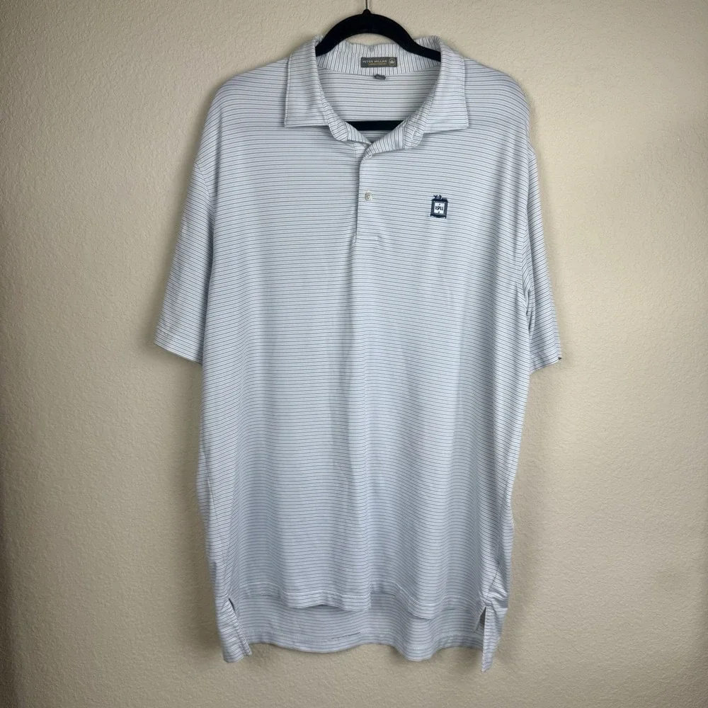 Peter Millar Summer Comfort Polo‎ Mens XL Blue Striped Golf Short Sleeve 1911
